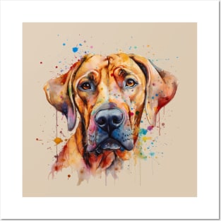 Rhodesian Ridgeback Bright Watercolor Painting Posters and Art